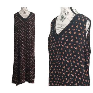April too black maxi floral rayon dress with tiered and back strap one size